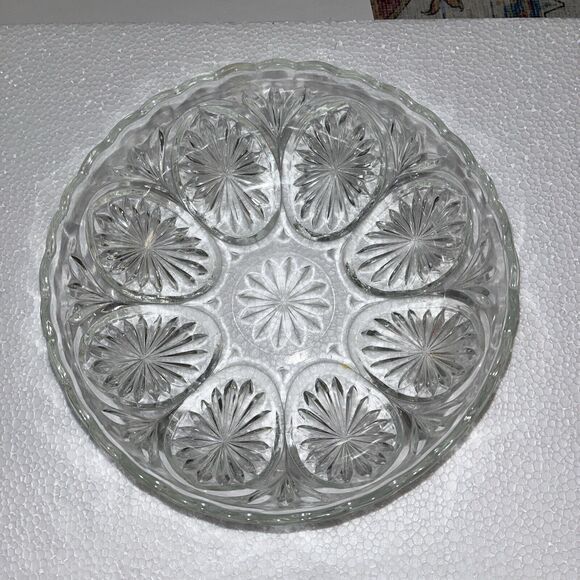 Vintage Stars And Cameo/Medallion Clear Bowl By Anchor Hocking - Picture 1 of 3